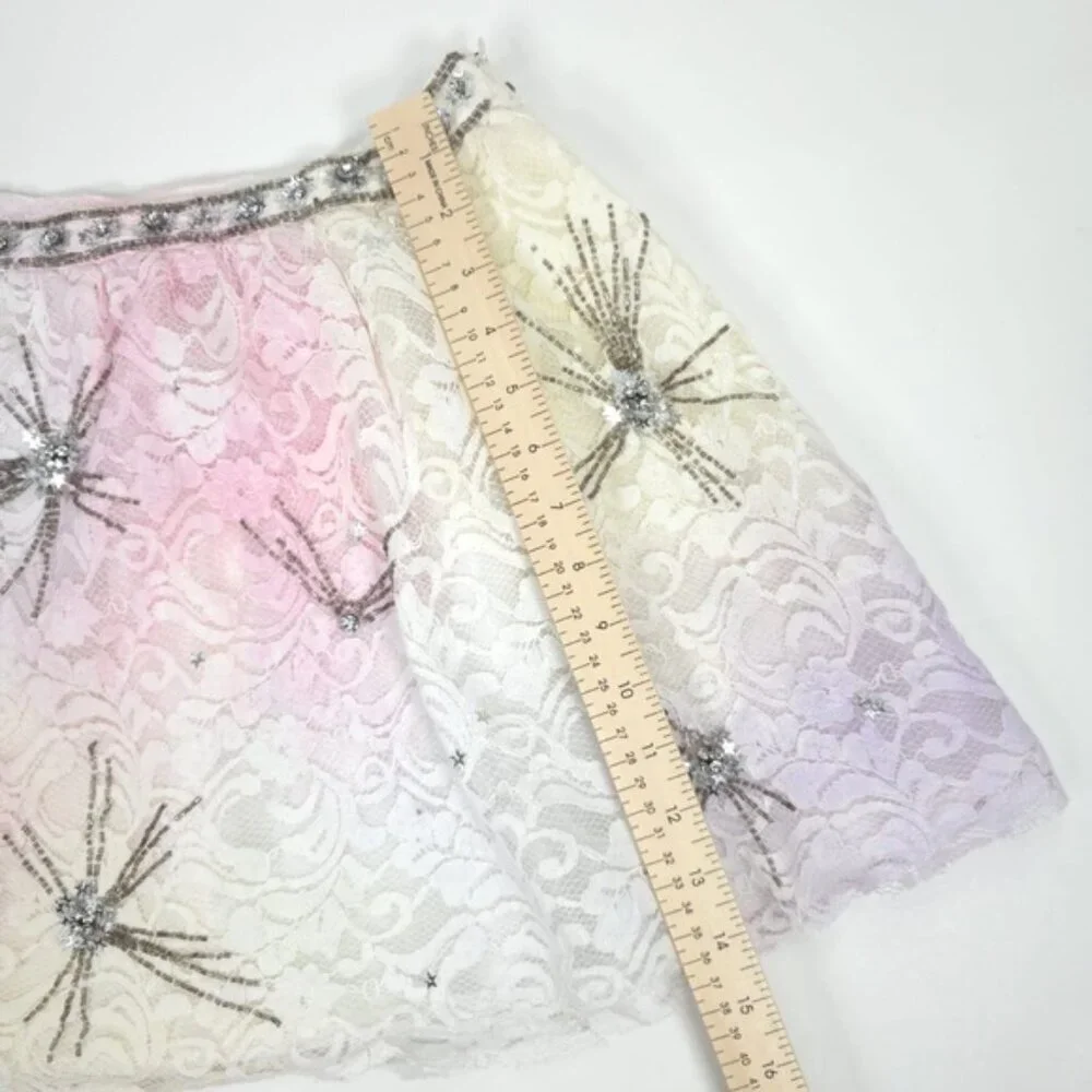 NWT LOVESHACKFANCY KEZIA‎ MINI SKIRT Multi Tie Dye Crystals LS458-992 Size 6
